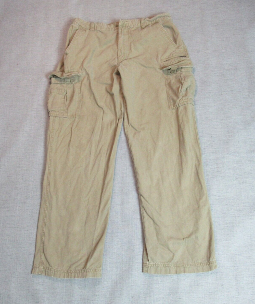 Vtg Plugg Pants Mens 36x34 Khaki Loose Cargo Baggy Grunge Skater Hip Hop Y2K